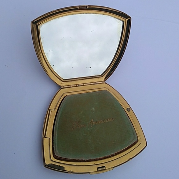'60s VINTAGE Elgin GoldTone Compact Etched Deer - Picture 3 of 8